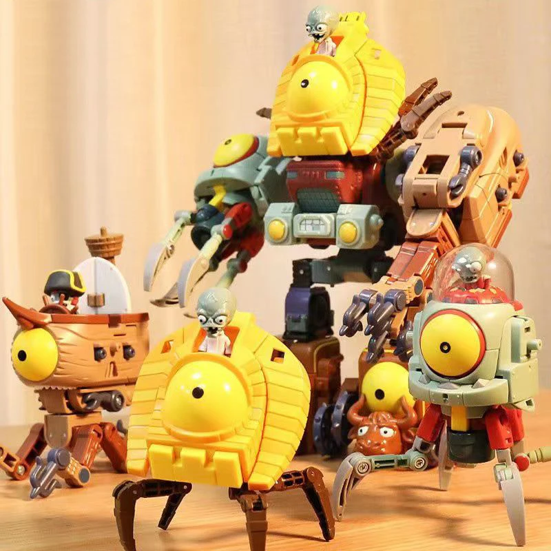 Plants Vs. Zombies Boss Robot Melon-pult Chomper Action Figure Model Set PVC Deformation Doll Toys for Kids Gift