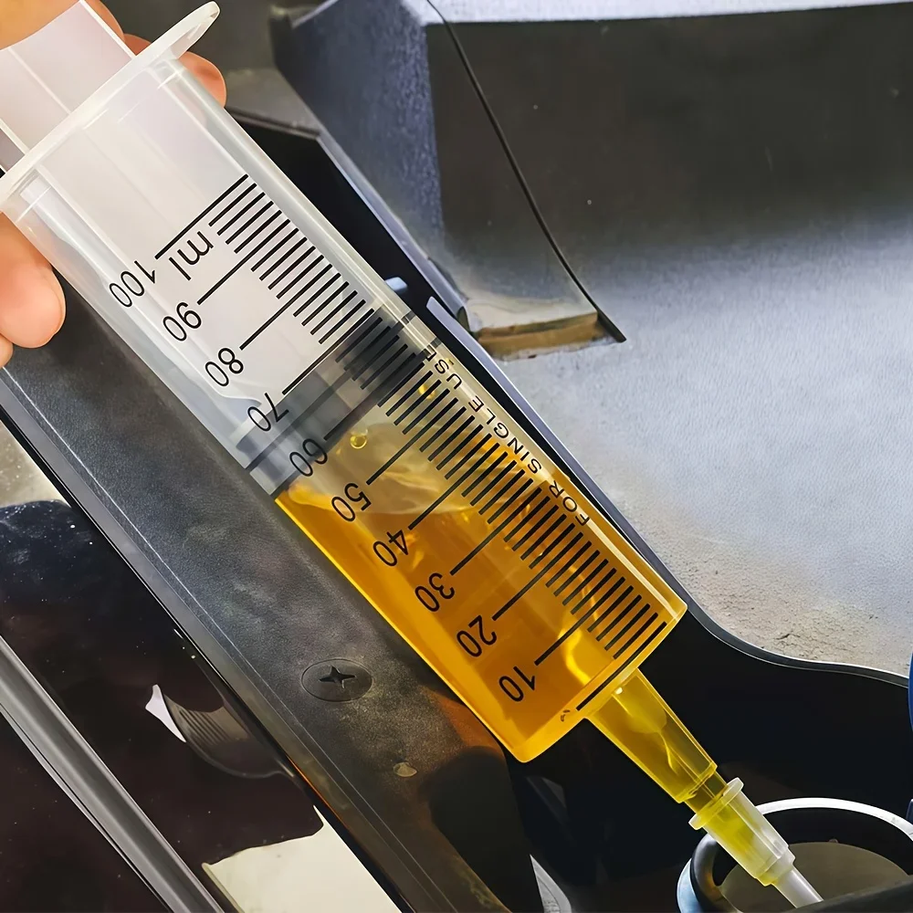 Pompe à seringue extracteur d'huile multi-usage avec échelle graduée, outil de transfert de liquide étanche pour l'entretien du moteur de voiture et du liquide de frein