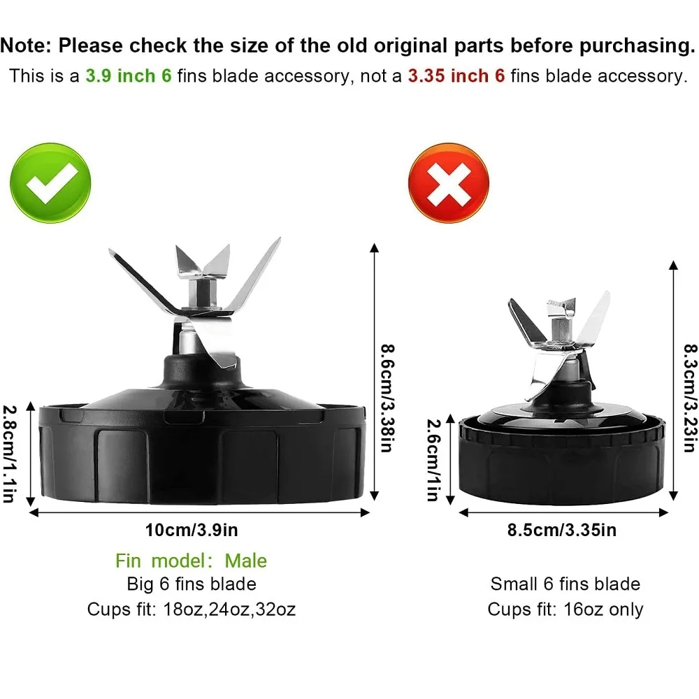 Lame extractrice professionnelle à 6 ailettes pour Nutri Ninja Auto IQ BL480W-70 BL480D-30DOB BL450-70 BL451-70 BL454-70 BL455-70 BL481-70 BL482-70