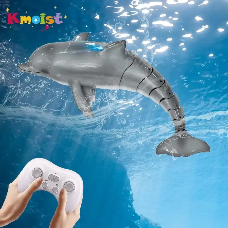 Jouet de poisson dauphin Rc 2.4G, piscine d'eau légère, électrique, étanche, télécommande, jouets animaux de natation pour garçons, cadeau de noël pour enfants