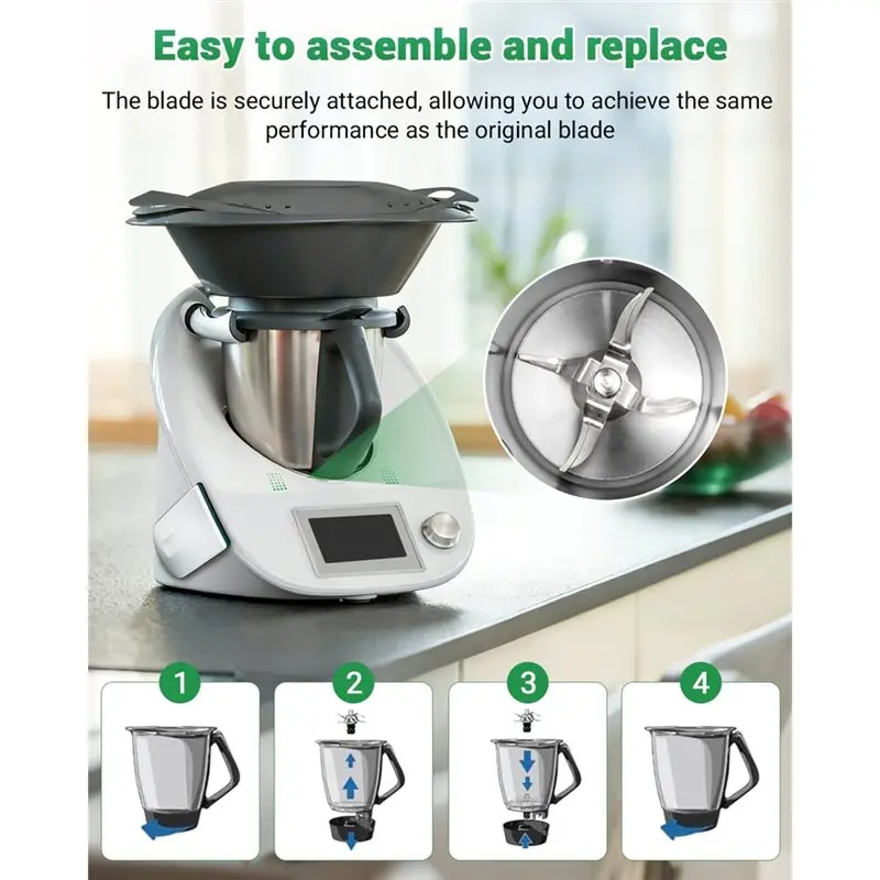 M02K-Lame de remplacement compatible pour hacher et remuer, pour TM5 et TM6, couteau mélangeur en acier inoxydable de haute qualité, parfait