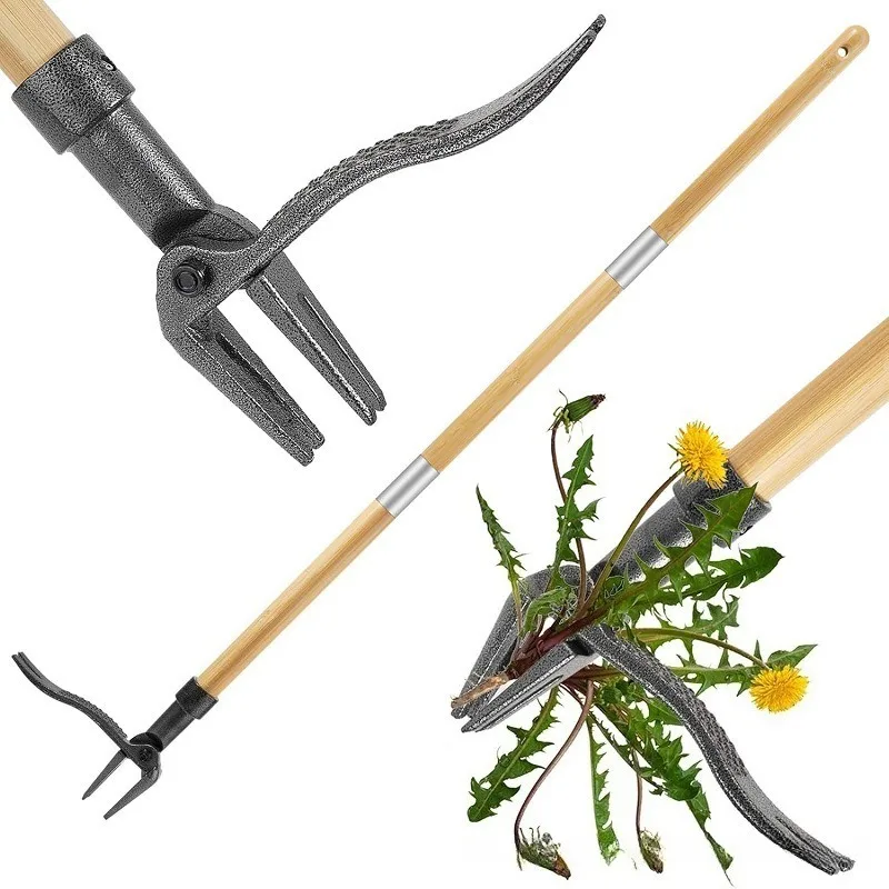 Outil d'extraction de mauvaises herbes sur pied, dissolvant de mauvaises herbes réglable de 45 pouces, extracteur de mauvaises herbes sans courbure pour pelouse de jardin, désherbeur Vertical Durable
