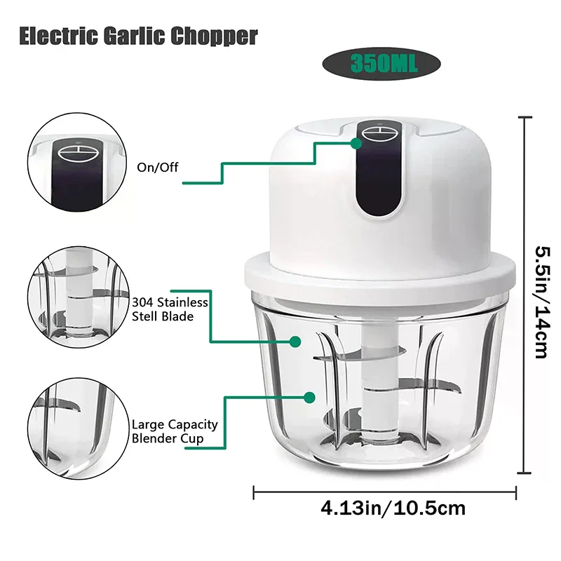 Hachoir à viande électrique Compact, Mini hachoir à ail, robot culinaire portatif, hachoir sans fil