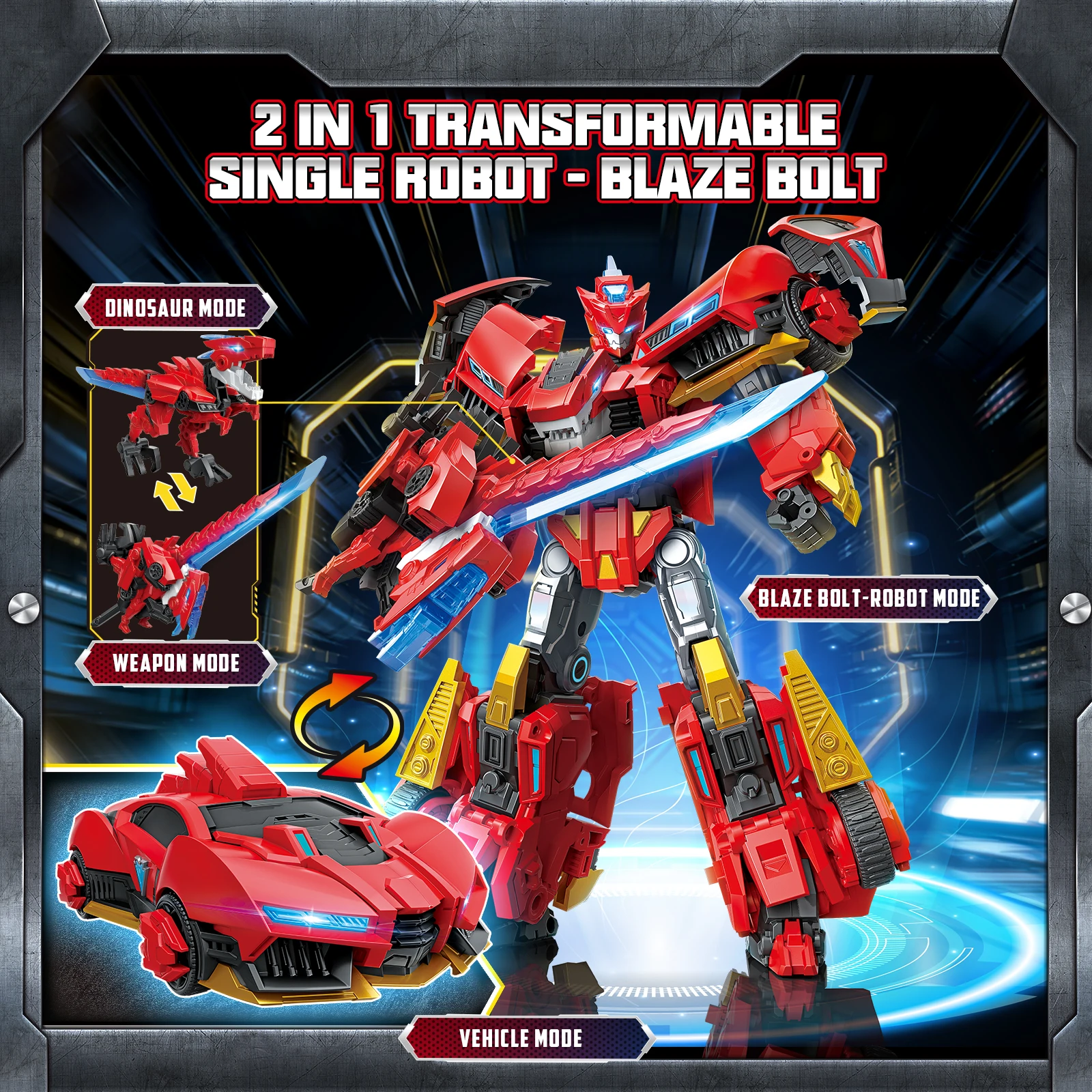 QUANTUM HEROES DINOSTER Lucio Jouet Robot Transformable Mode de Jeu 3-en-1 Robot/Véhicule + Accessoire Dinosaure Figurine d'Action pour Enfants 5+