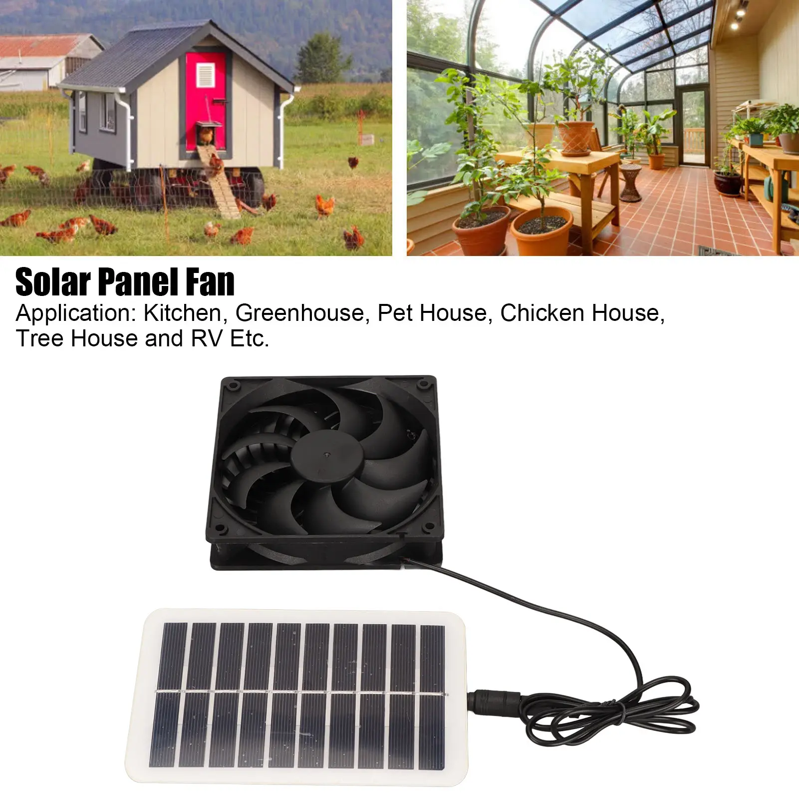 Ventilateur d'extraction de panneau d'énergie solaire 3W, économie d'énergie, élimination des odeurs, extracteur d'air Portable à énergie solaire pour maisons d'animaux domestiques, camping-car