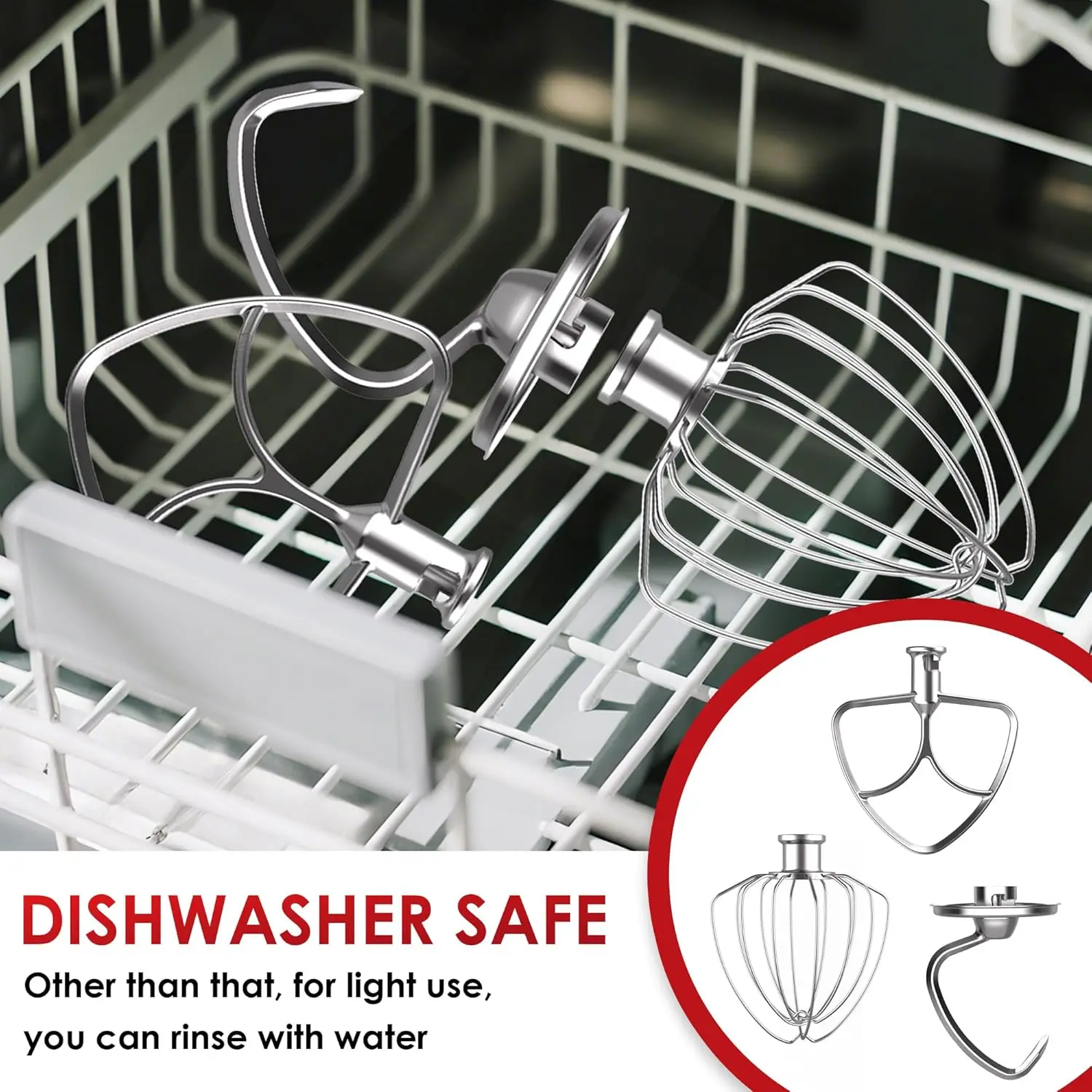 3 accessoires pour batteur KitchenAid 4.5/5QT à tête inclinable