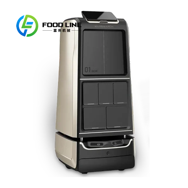 Robot de livraison alimentaire autonome, étanche IP54, navigation à 360°, multi-plateaux, pour la restauration, les hôtels et les hôpitaux, personnalisable