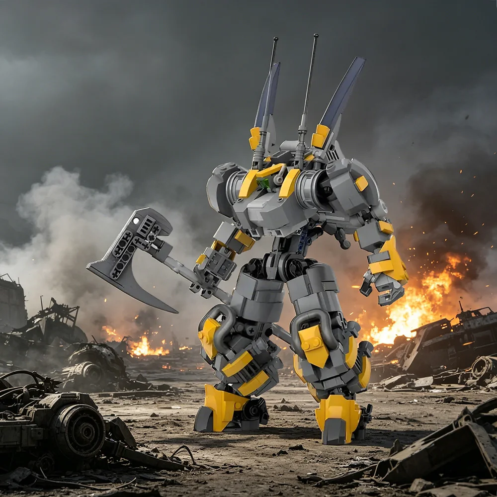 Modèle de robot MOC Raider en blocs de construction, Robot de soutien armé des Guerres du Futur, Briques de construction créatives, Jouets d'assemblage DIY pour enfants, Cadeaux d'anniversaire