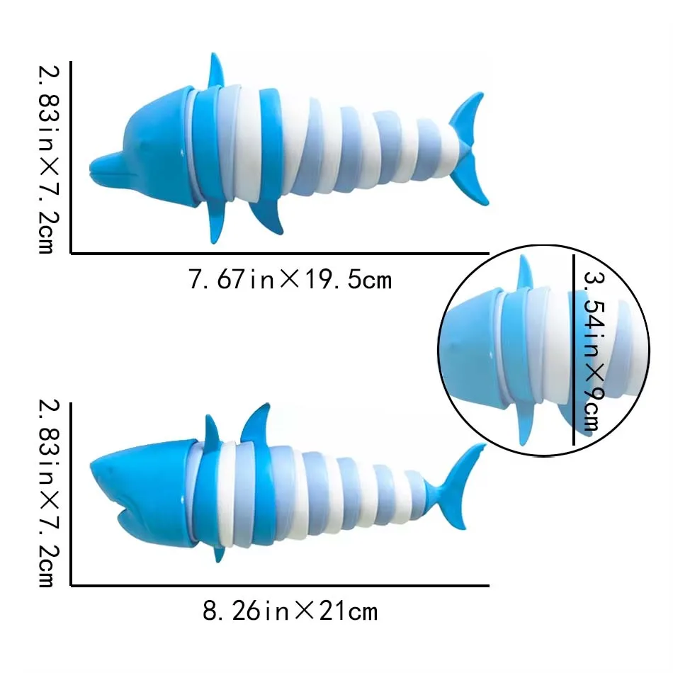 Nouveau Jouet Sensoriel Articulé 3D Requin Dauphin Bleu 2026 pour Enfants – Amusant, Décompression Créative, Soulagement du Stress