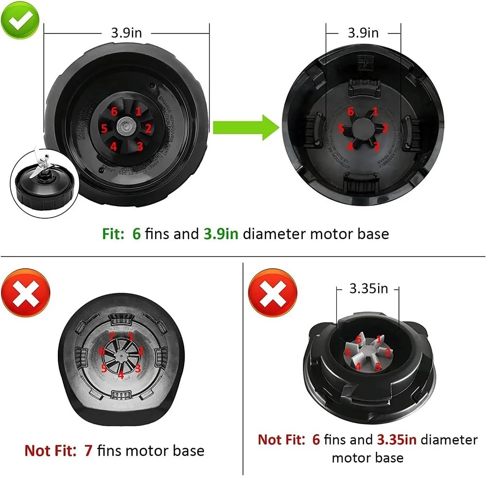 Lame extractrice professionnelle à 6 ailettes pour Nutri Ninja Auto IQ BL480W-70 BL480D-30DOB BL450-70 BL451-70 BL454-70 BL455-70 BL481-70 BL482-70