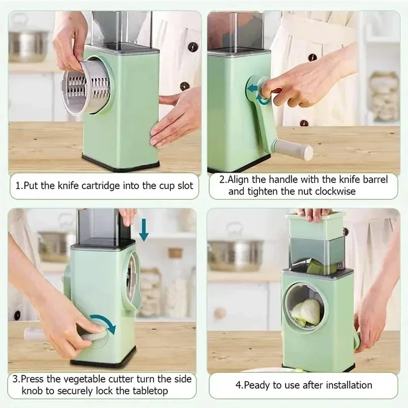 Hachoir à légumes de cuisine avec 3 tambours tranchants