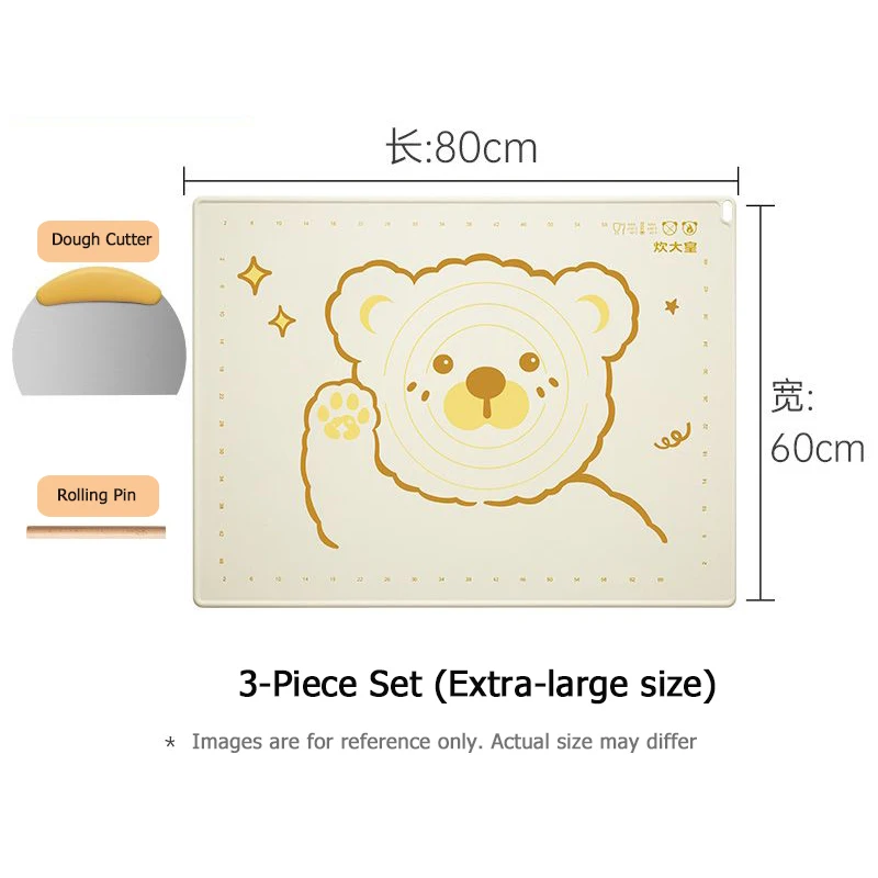 COOKER KING Ensemble de tapis à pâtisserie en silicone 60/70/80 cm