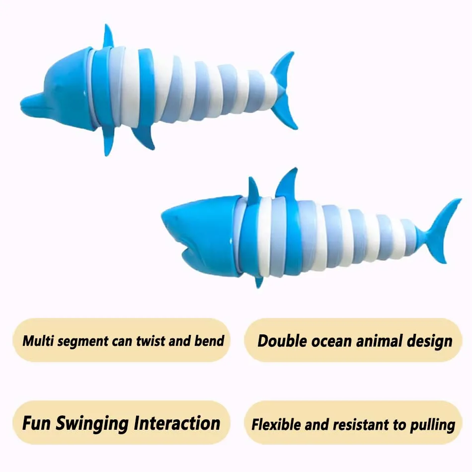 Nouveau Jouet Sensoriel Articulé 3D Requin Dauphin Bleu 2026 pour Enfants – Amusant, Décompression Créative, Soulagement du Stress
