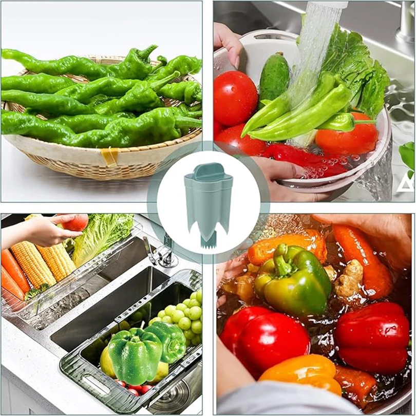Corer de fruits et légumes 2 en 1, dissolvant de graines de noyau de poivre de couleur, outil de carottage de fruits et légumes réutilisable, ustensile de cuisine Portable