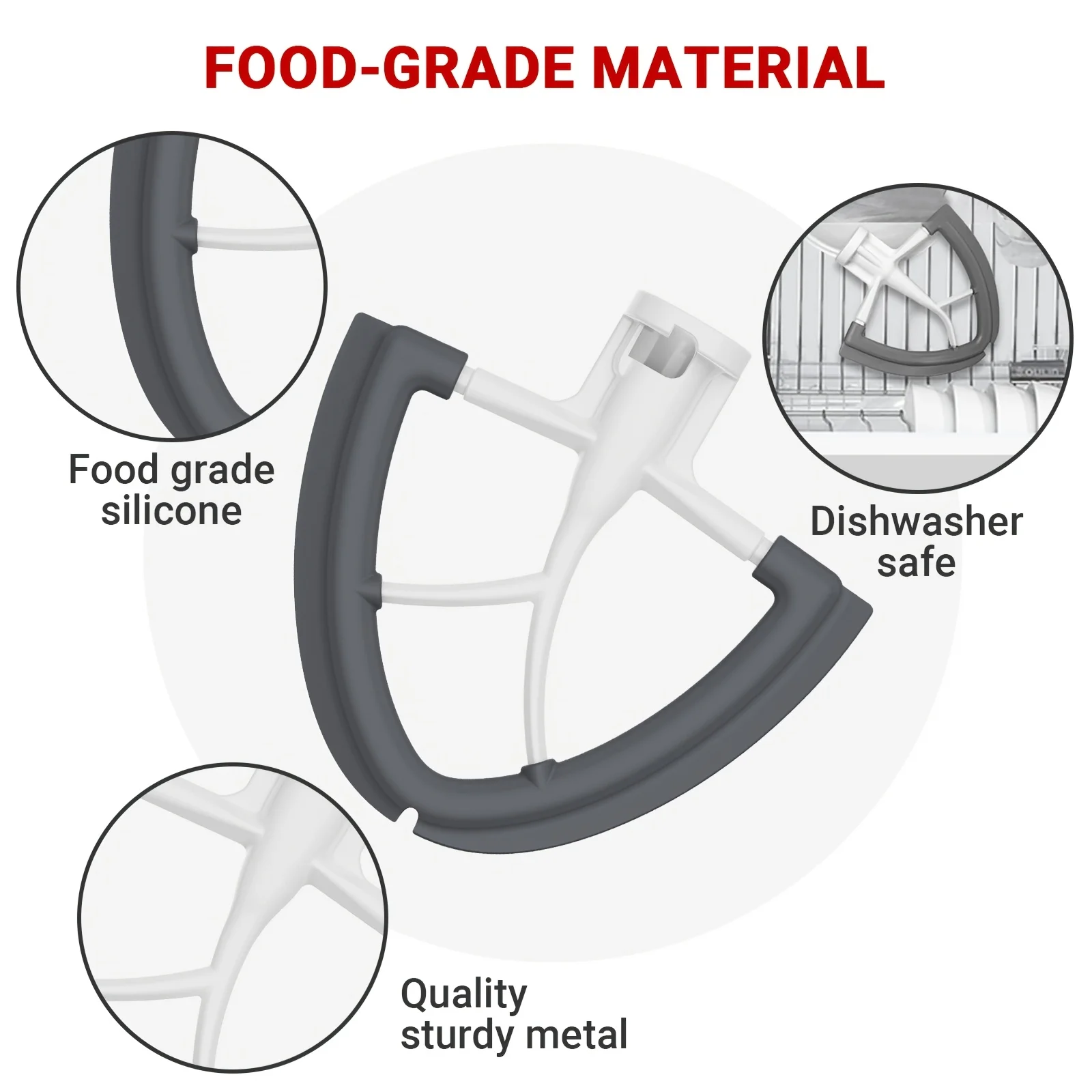 Batteur à bord flexible en silicone pour batteur KitchenAid 4