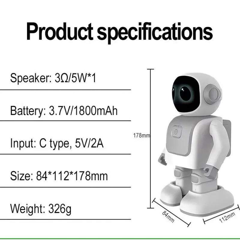 Nouveau Robot Intelligent Dansant, Robots Spatiaux, Haut-parleur Bluetooth, Jouets pour Enfants, Cadeaux de Noël, Robots Spatiaux Personnalisés