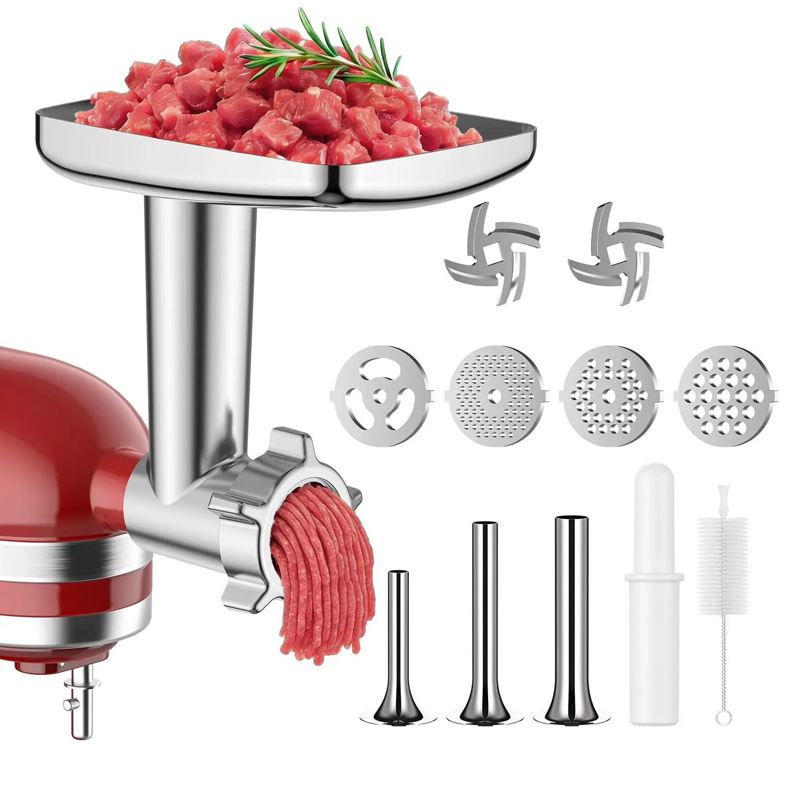 Accessoire de hachoir à viande en métal Gvode pour batteur sur socle KitchenAid avec 4 plaques de hachage
