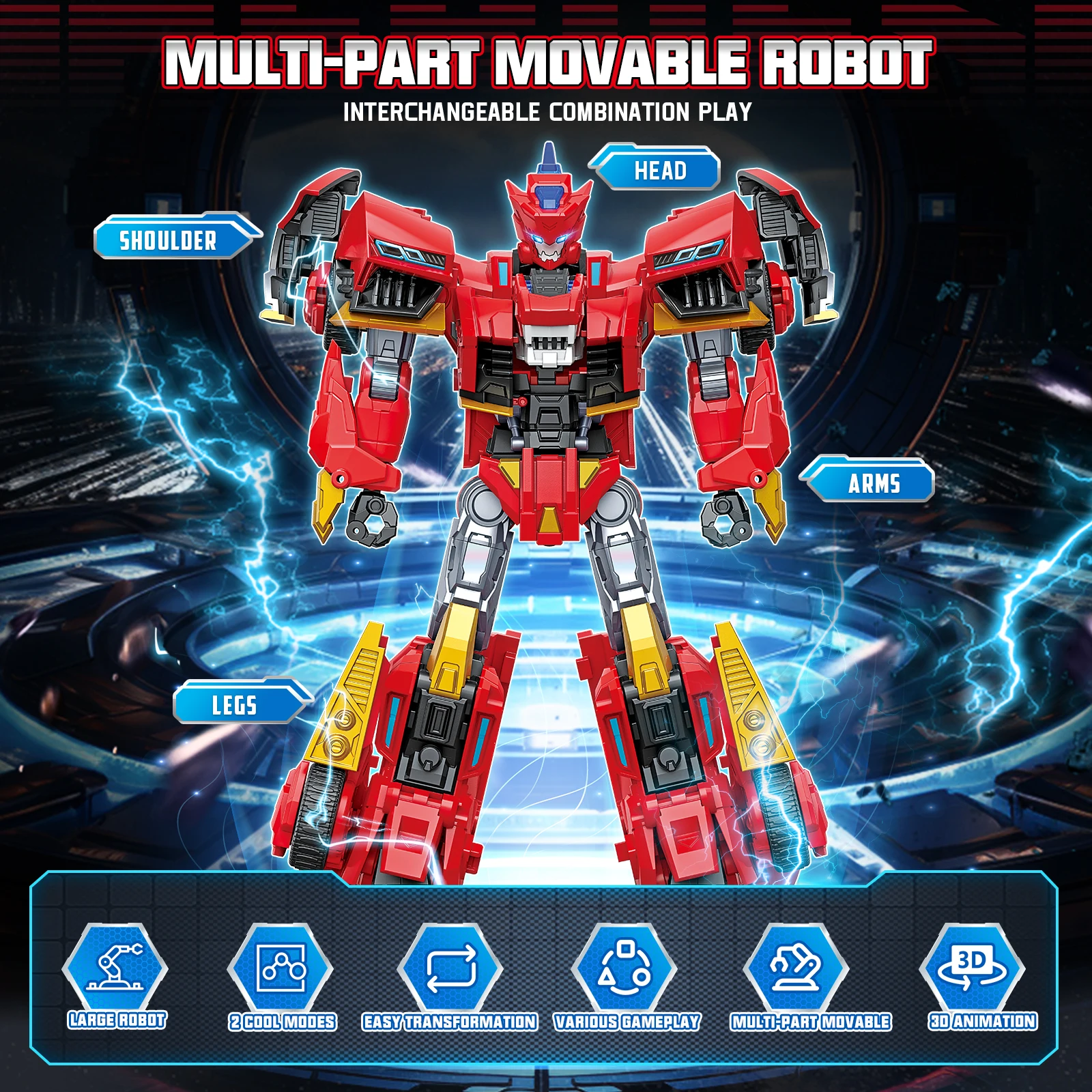 QUANTUM HEROES DINOSTER Lucio Jouet Robot Transformable Mode de Jeu 3-en-1 Robot/Véhicule + Accessoire Dinosaure Figurine d'Action pour Enfants 5+