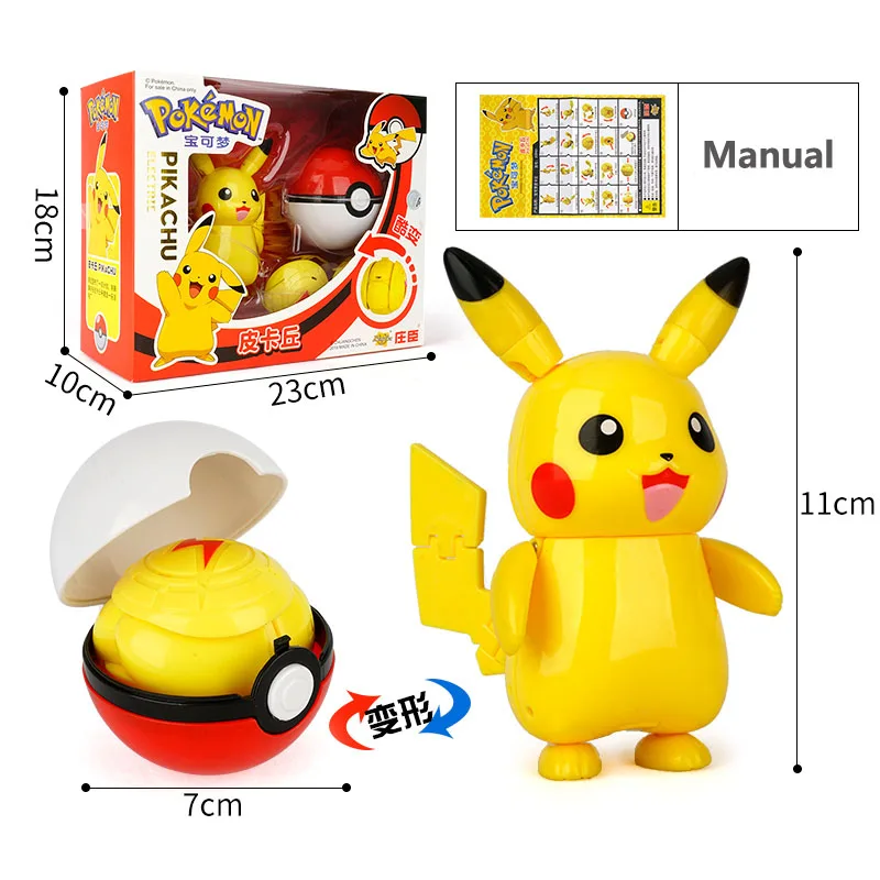 Figurines Pokemon Anime Transformer pokeball modèle Pikachu Charizard Blastoise Mewtwo Venusaur Gyarados Greninja Robot jouet cadeau