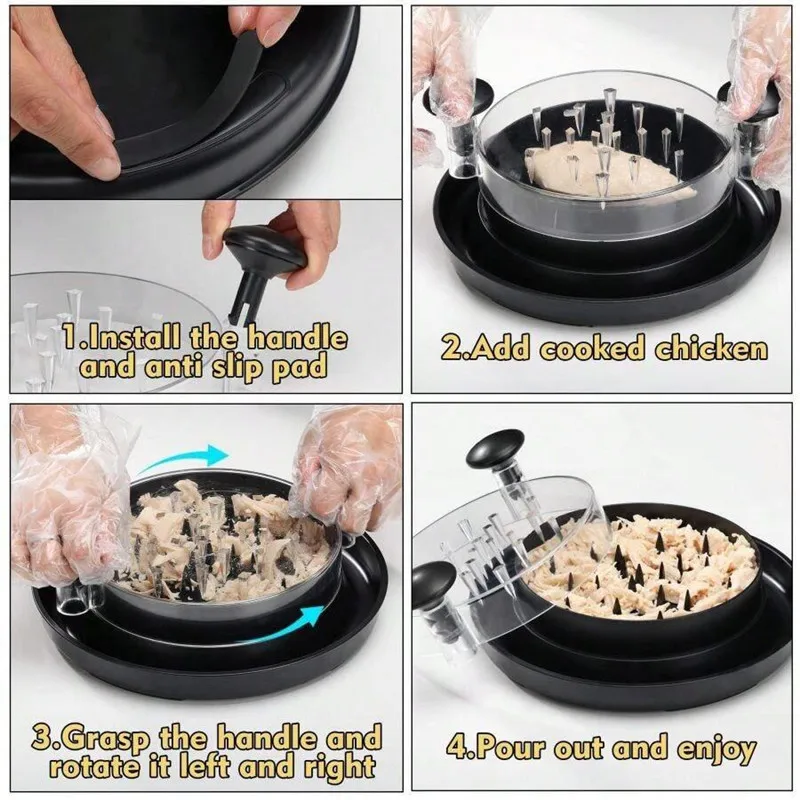Outil de broyeur de poulet déchiqueté, coupe-viande, fil à viande, poulet déchiré à la main, broyeur de viande hachée, Gadget de cuisine réutilisable