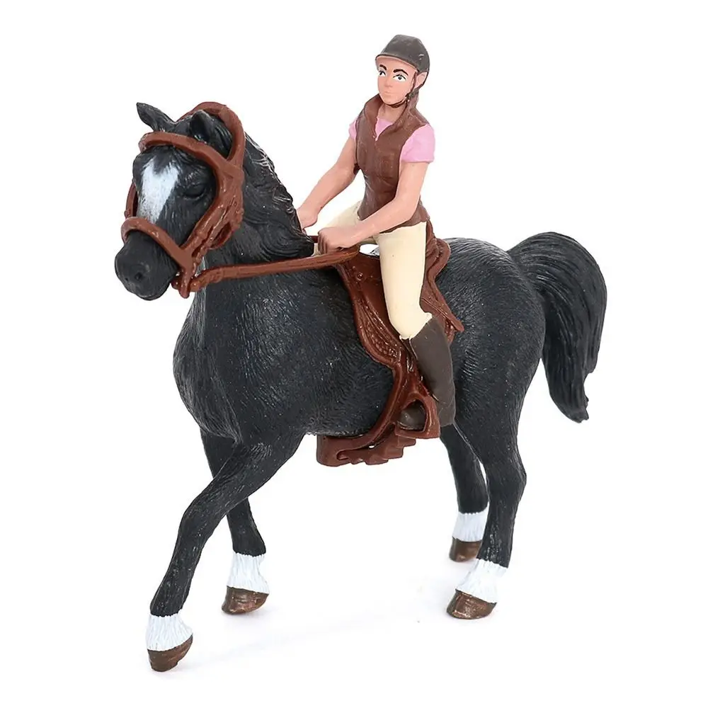 Figurine de cavalier Élréaliste, modèle de cheval réaliste, animal de ferme, simulation en plastique, figurine équestre, scène de bricolage