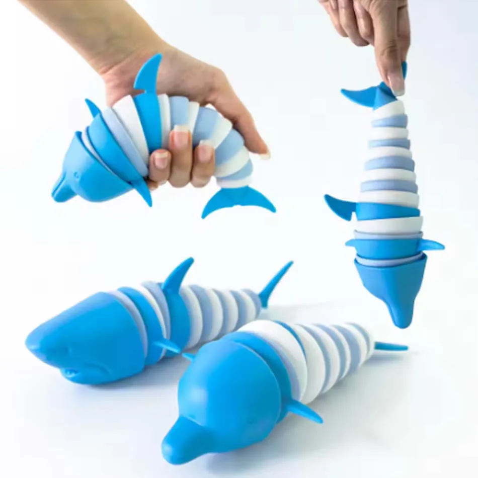 Nouveau Jouet Sensoriel Articulé 3D Requin Dauphin Bleu 2026 pour Enfants – Amusant, Décompression Créative, Soulagement du Stress