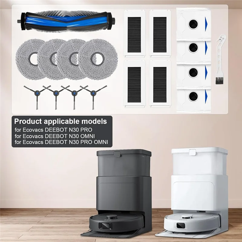 VELIF-ensemble d'accessoires pour aspirateur Robot Ecovacs DEEBOT N30 PRO / N30 OMNI / N30 PRO OMNI, brosse latérale principale,