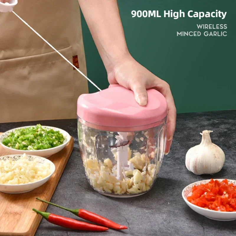 Nouveau broyeur coupe-oignon végétal accessoires de cuisine 500/900ML hachoir à viande manuel presse à ail