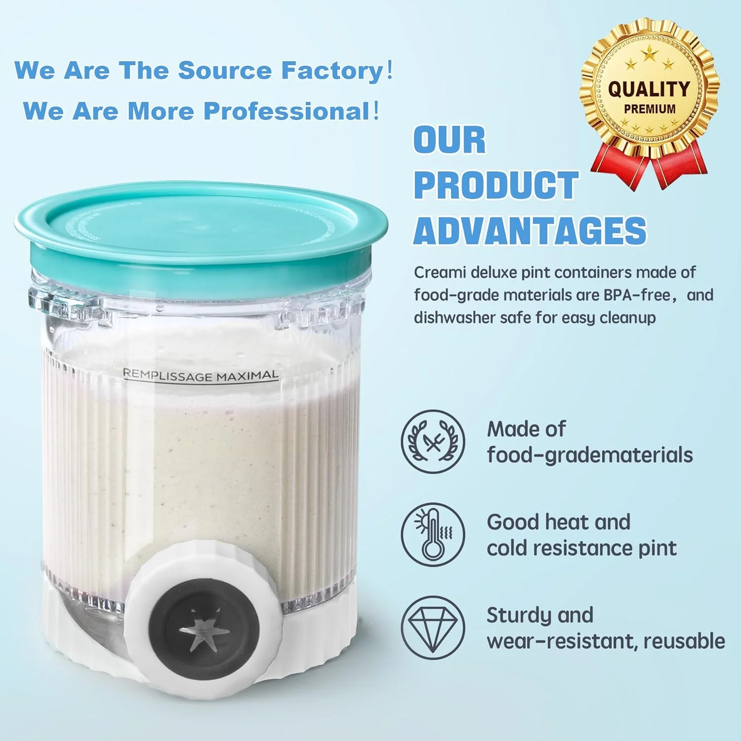 Contenants de remplacement Ninja Creami Swirl Pint avec couvercles assortis compatibles avec les machines à crème glacée