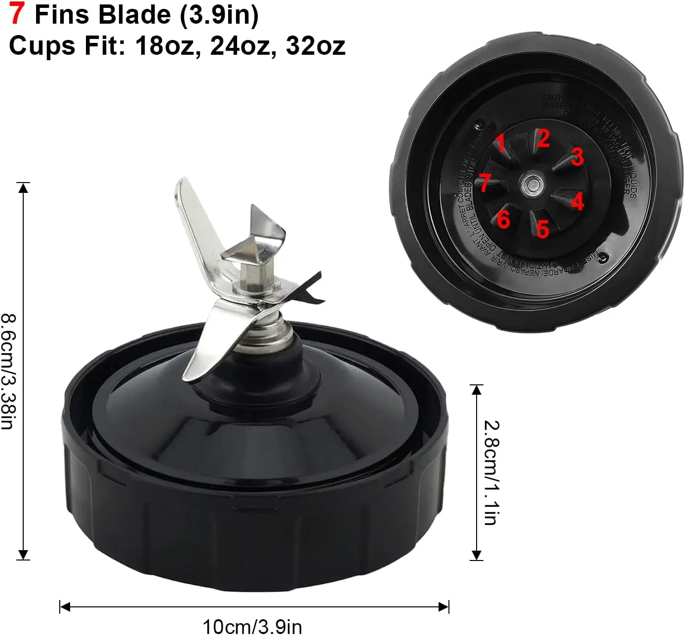 Lame de mélangeur 7 ailettes pour Ninja BN401 BN751 BN801 BL450-30 BL480-30 Auto iQ BL682-30 BL642-30 BL687CO-30