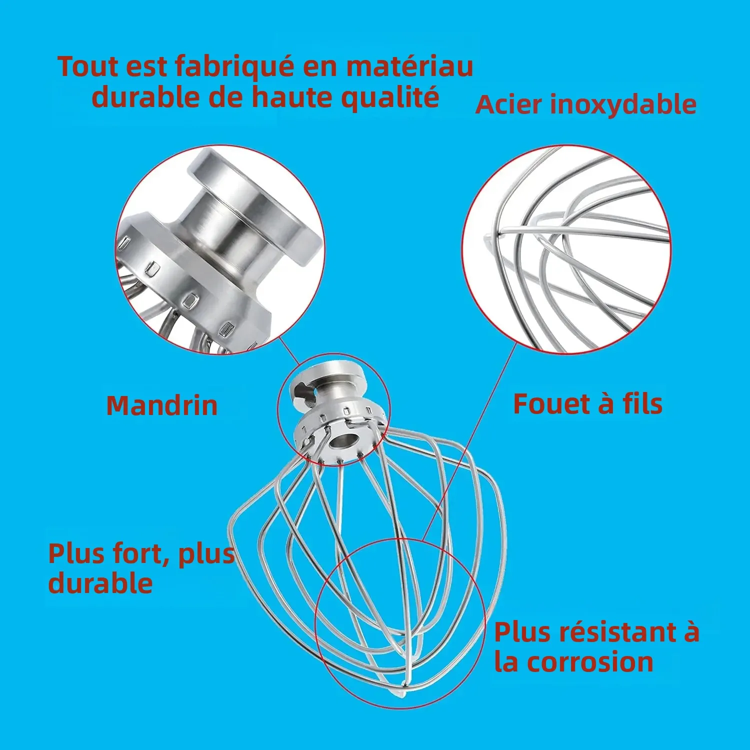 Accessoire de remplacement pour batteur à fil en acier inoxydable K45WW