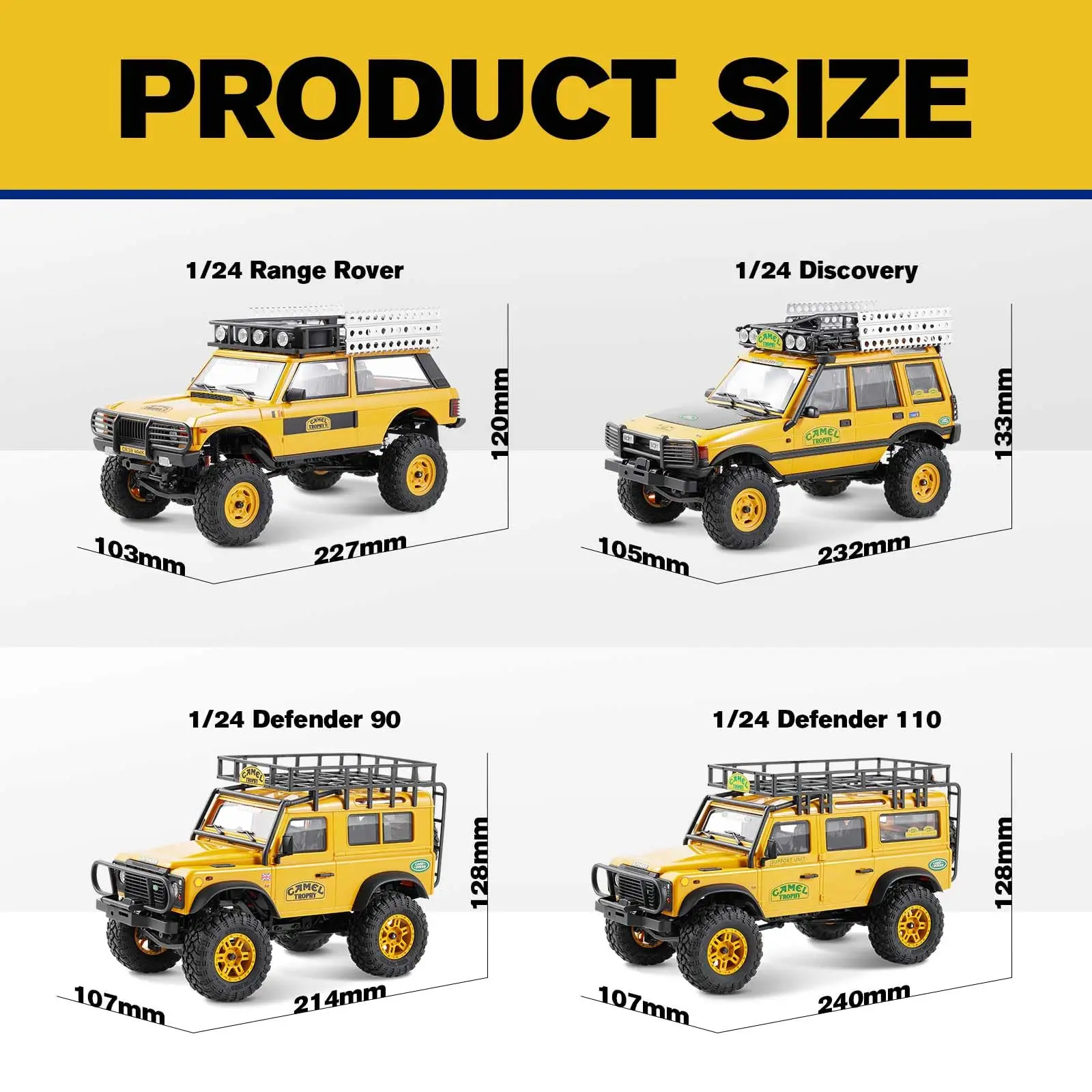 Nouvelle voiture télécommandée tout-terrain professionnelle FMS 1/24 FCX24M Land Rover Series 90/110, modèle 4x4 électrique, jouet de grimpeur