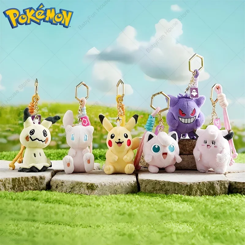 Porte-clés en peluche Pokemon original Mimikyu Gengar Snorlax Umbreon, poupées en peluche Kawaii Espeon Jigglypuff Sprigatito Quaxly, cadeau
