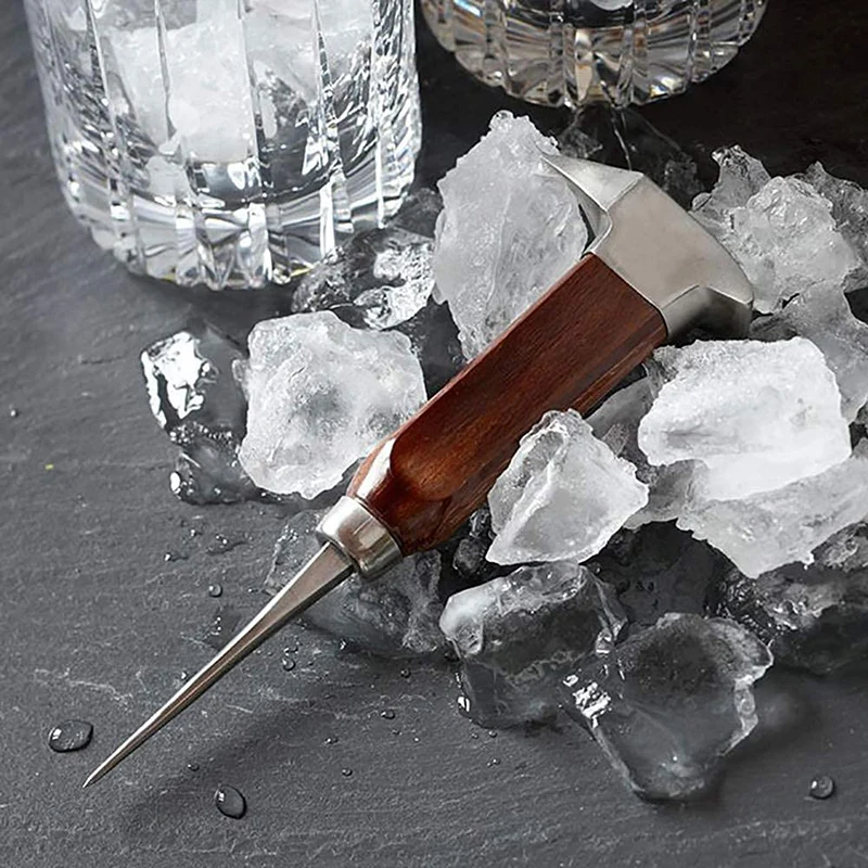 Pick à glace – Picador à glace en acier inoxydable avec manche en bois