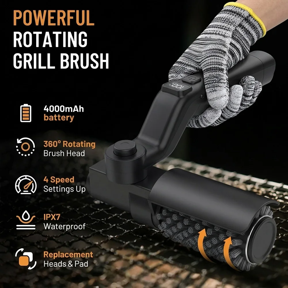 Brosse de gril électrique sans fil