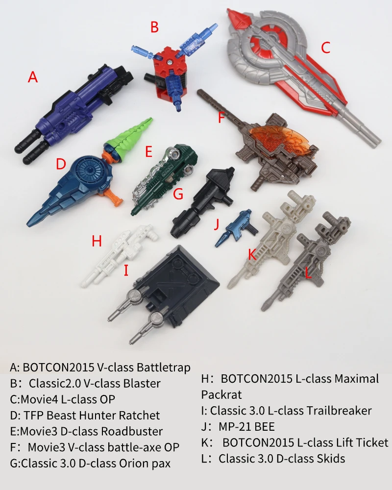 Stocks restants d'usine : Accessoires ABS GUN pour Robots in Disguise R.I.D Movie4/5 Botcon TF