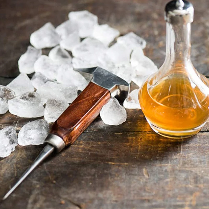 Pick à glace – Picador à glace en acier inoxydable avec manche en bois