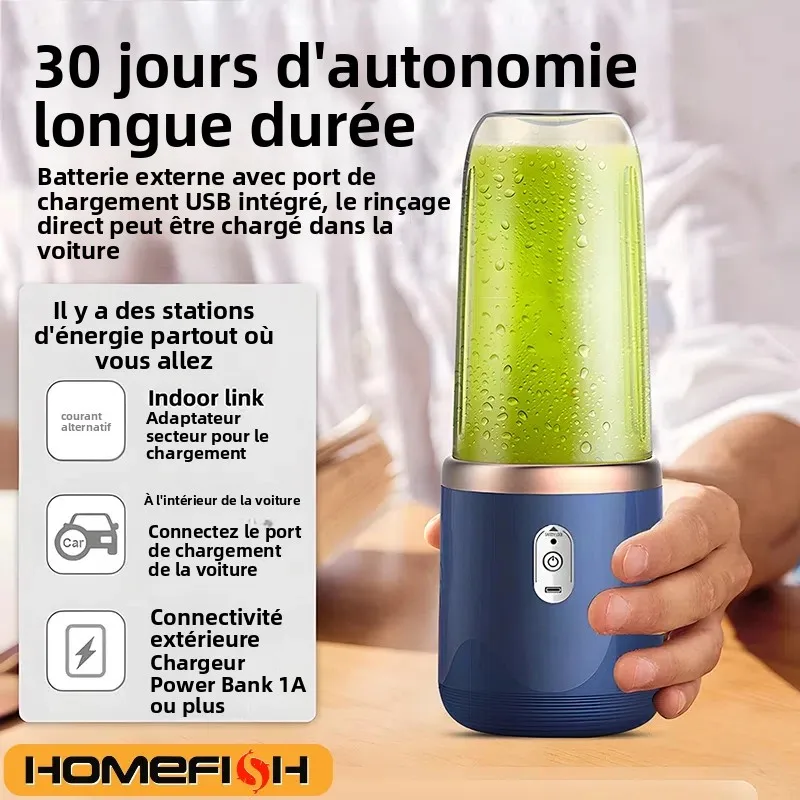 Mixeur Portable Électrique 6 Lames Multifonction pour Jus Frais