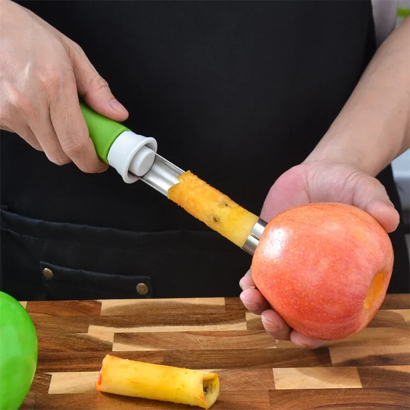 Nouvel éplucheur d'extracteur de fruits évolutif en acier inoxydable avec poignée antidérapante verte rouge bleue outils de carottage de poire de pomme de cuisine