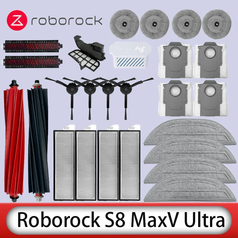 Roborock S8 MaxV Ultra Robot aspirateur pièces de rechange brosses latérales principales tissus de vadrouille filtres HEPA sacs à poussière accessoires