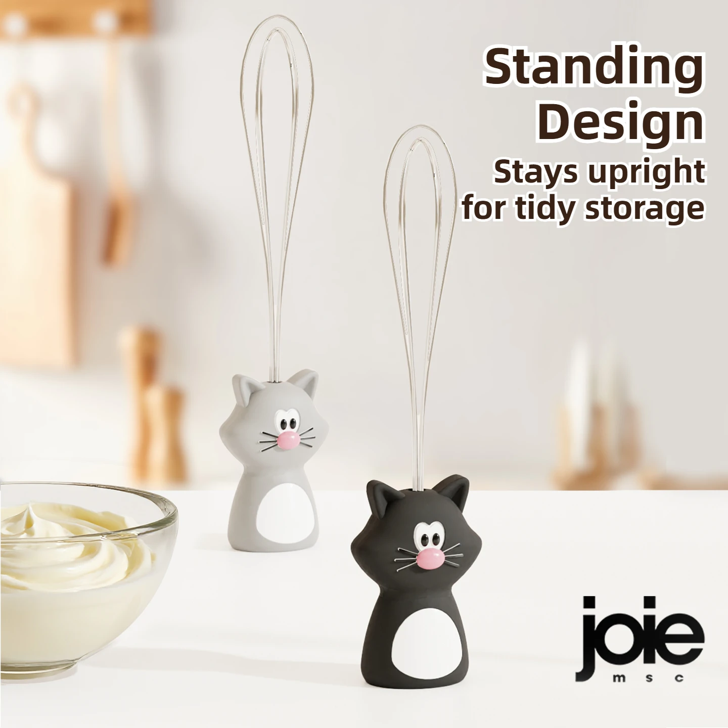 Joie fouet créatif fils d'acier inoxydable poignée en Silicone Mini