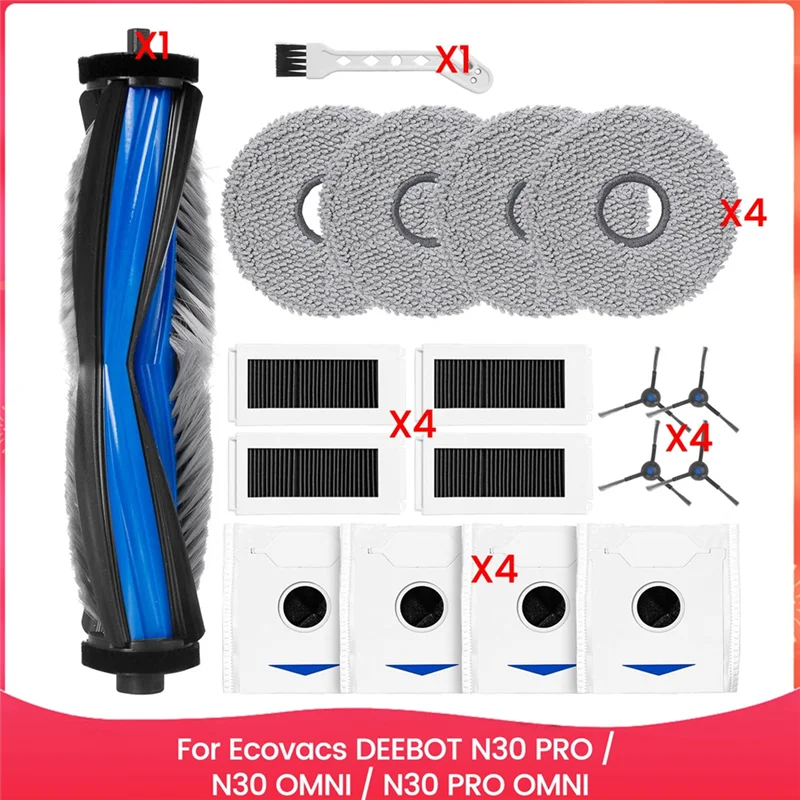 VELIF-ensemble d'accessoires pour aspirateur Robot Ecovacs DEEBOT N30 PRO / N30 OMNI / N30 PRO OMNI, brosse latérale principale,