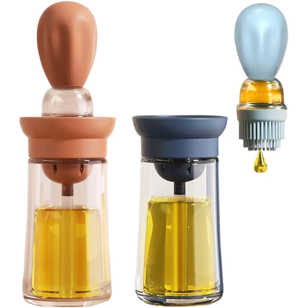Bouteille distributrice d'huile 2 en 1 avec brosse