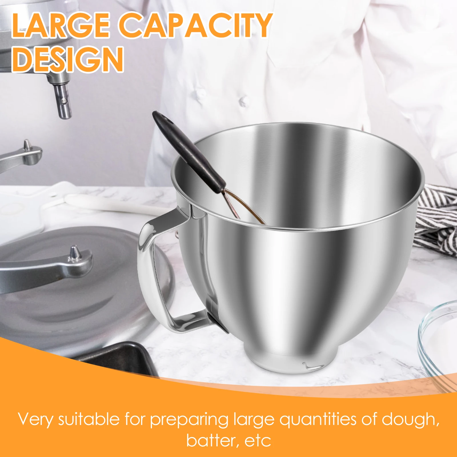 Bol mélangeur en acier inoxydable pour KitchenAid Artisan & Classic Series 4.5-5 QT