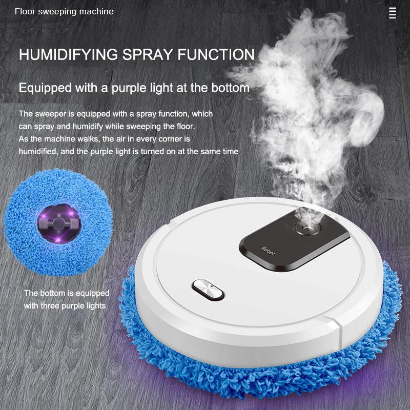 NOUVEAU Robot aspirateur intelligent et laveur, nettoyage à sec et humide, rechargeable, appareil électroménager avec pulvérisation humidifiante