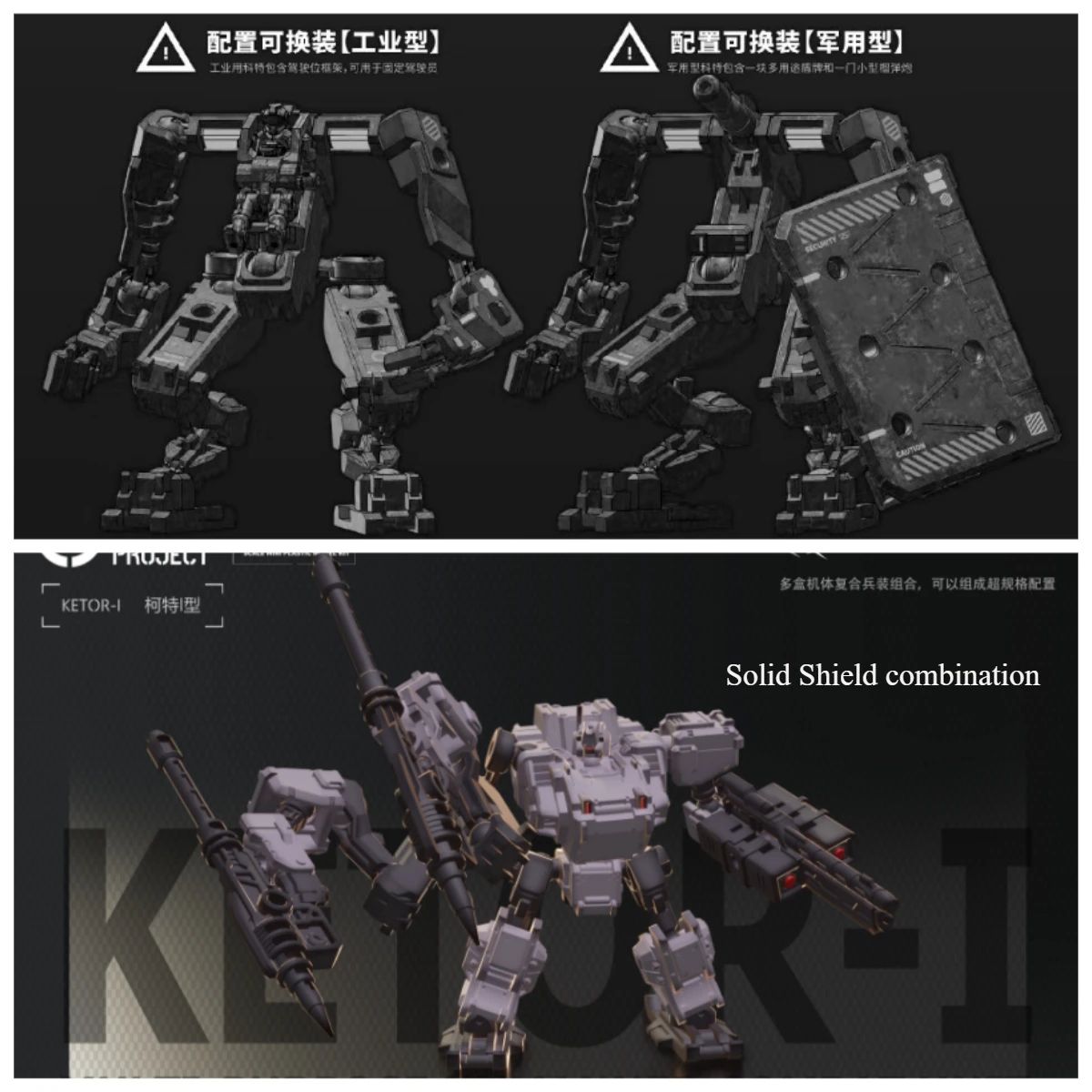 Sheik continental 3MIN projet SUR-K1 Ketor 4 en 1 Mini assemblage Mech Robot, bouclier fort Transfomation Mech figurine jouet cadeau