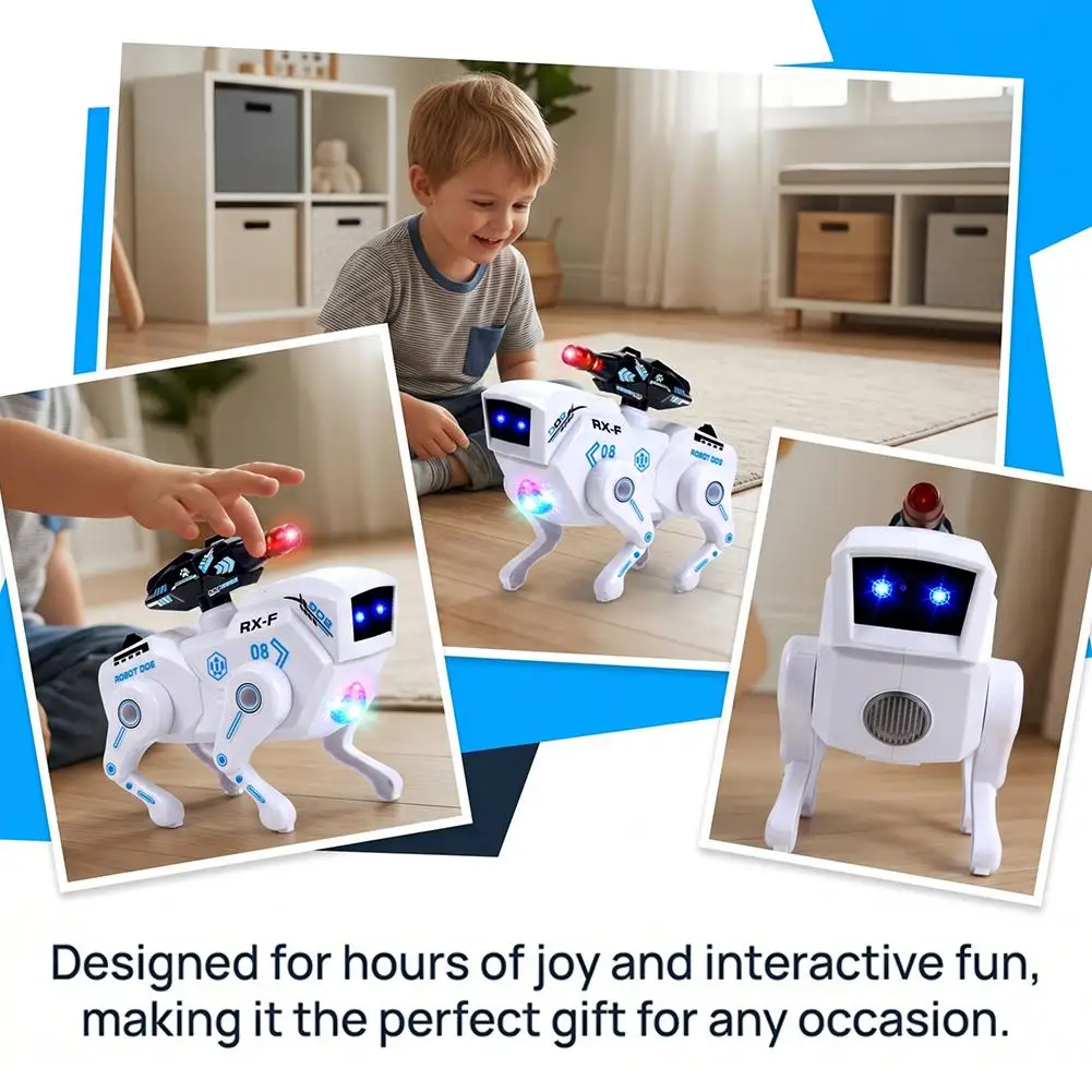 Jouet robot chien électrique pour enfants, animal de compagnie électronique bionique avec effets sonores et lumineux, chiot robot interactif éducatif