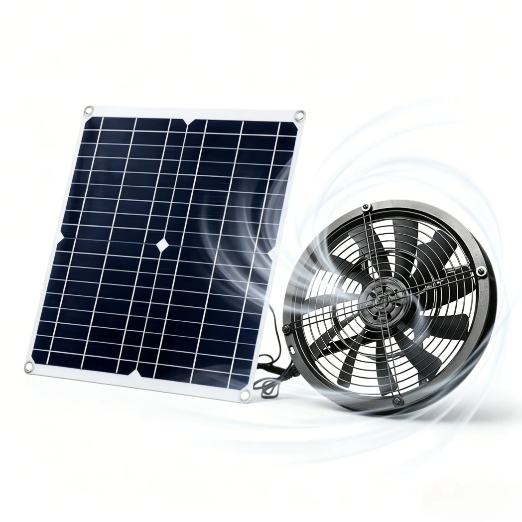 Kit de ventilateur solaire à faible bruit 15-25W, extracteur d'air fiable pour jardin, serre, ferme, abri pour animaux