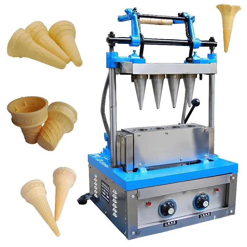 Machine semi-automatique pour mini-cornets de gaufres