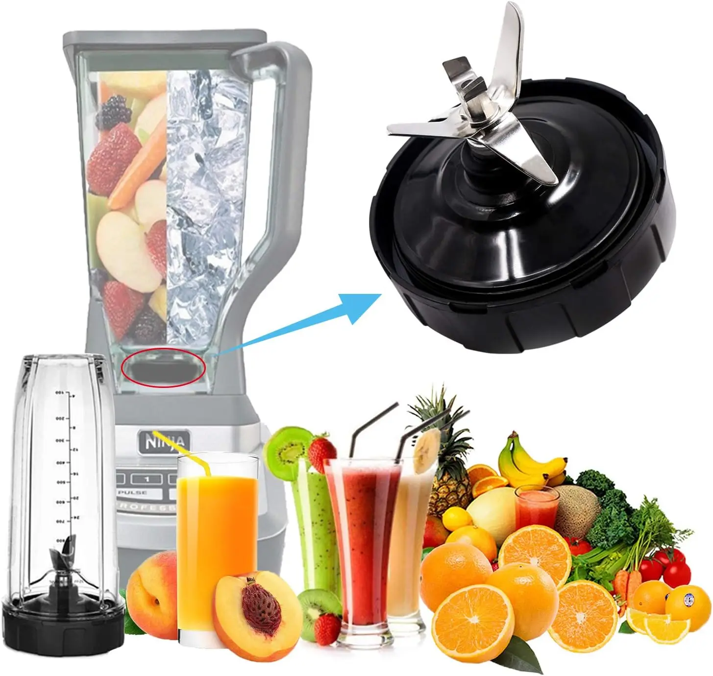 Lame flacon de remplacement pour mélangeur Nutri Ninja